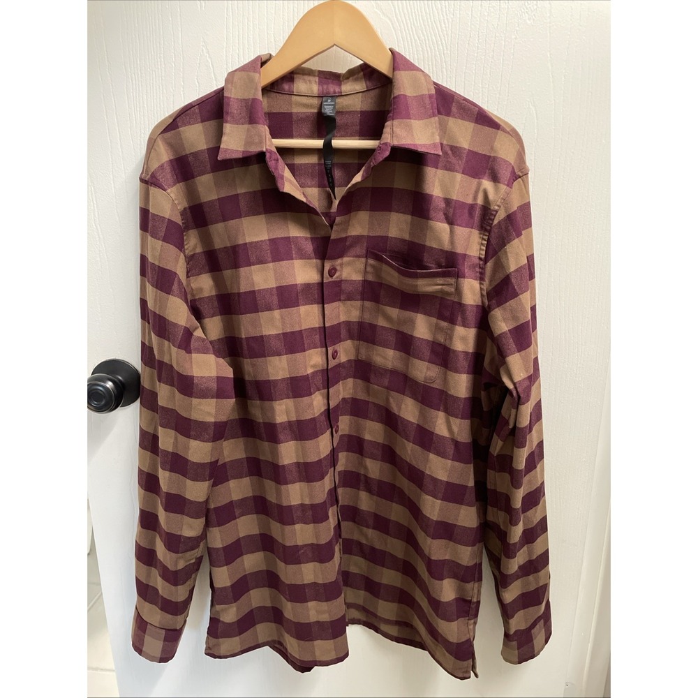 Lululemon Plaid Button Up Brown And Maroon Xl